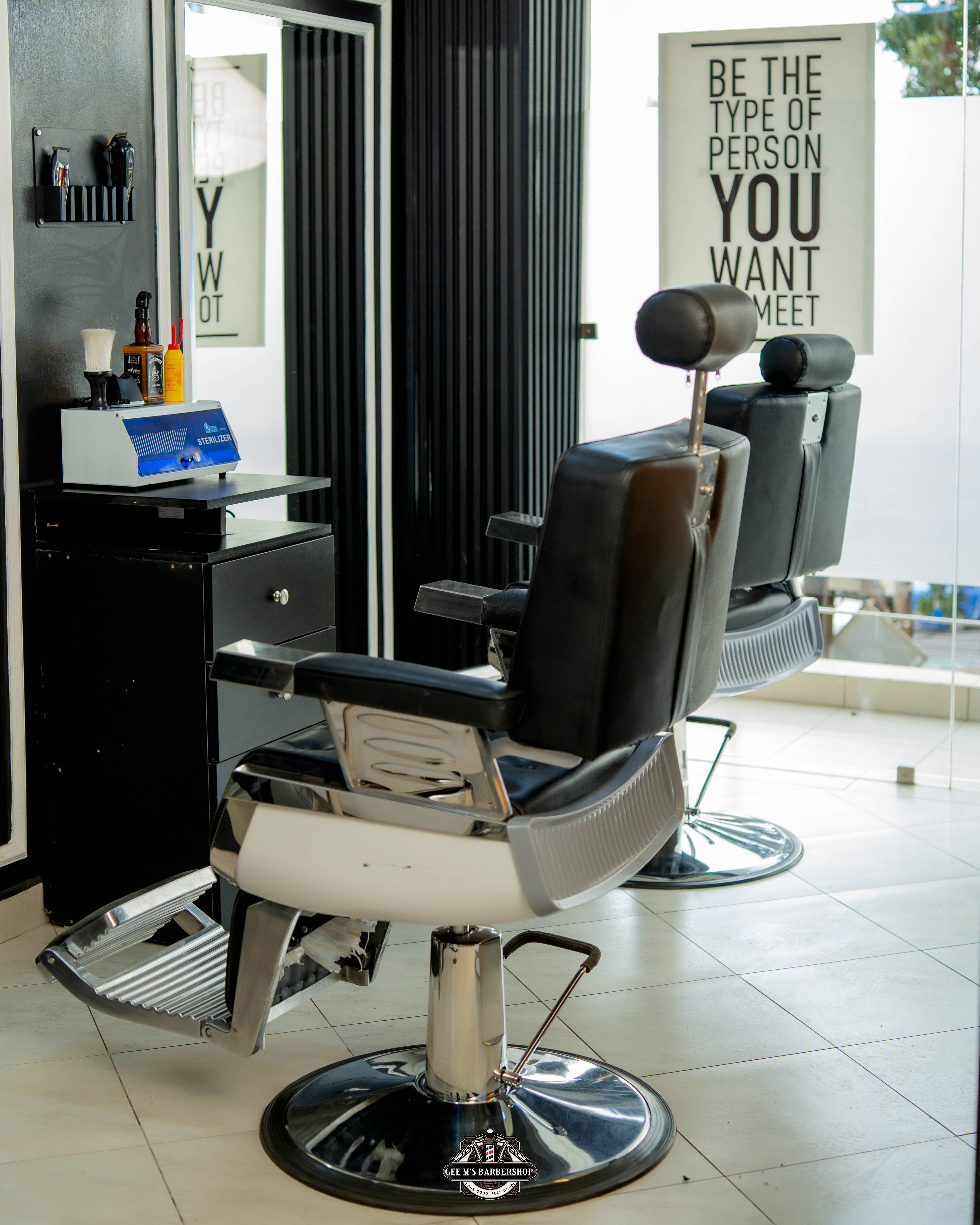 GEE M'S Barbershop interior in Kilimani